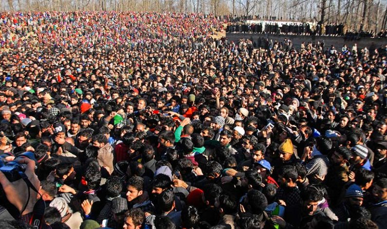 Thousands participate in funeral prayers of slain Shopian militants
