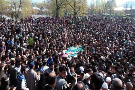 South Kashmir: Thousands attend funeral prayers of slain militants South Kashmir: Thousands attend funeral prayers of slain militants