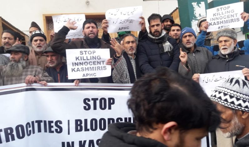 Human Rights Week: Hurriyat (G) leaders hold protests at Hyderpora in Kashmir’s capital city Human Rights Week: Hurriyat (G) leaders hold protests at Hyderpora in Kashmir’s capital city