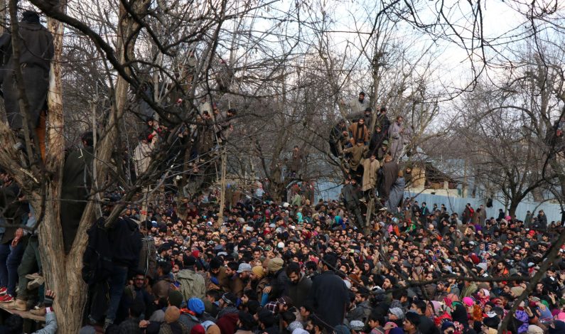 Massive throng at funeral prayers of 2 slain militants in south Kashmir Massive throng at funeral prayers of 2 slain militants in south Kashmir