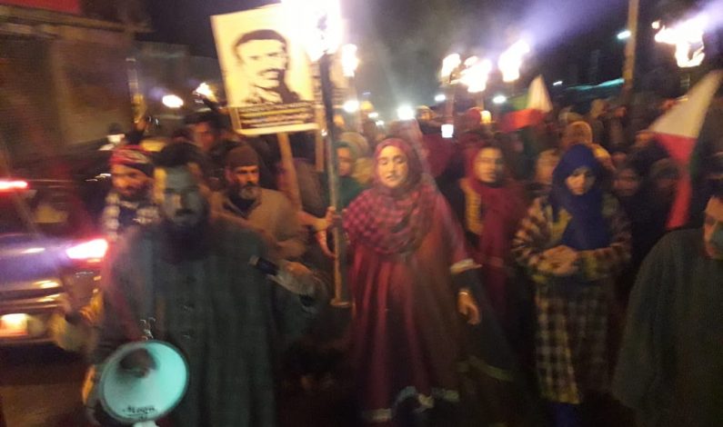 35th death anniversary of Maqbool Bhat: Candlelight protest held in Trehgam village 35th death anniversary of Maqbool Bhat: Candlelight protest held in Trehgam village