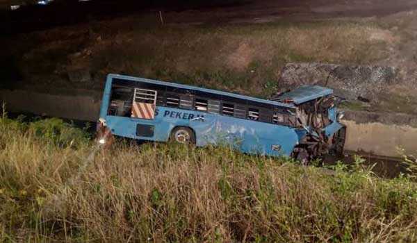 Ten dead, 34 injured after bus plunges into monsoon drain in Malaysia