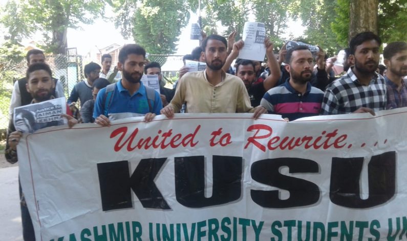 Kashmir University students claim Sumbal rape incident being politicised for vote bank, hold protests