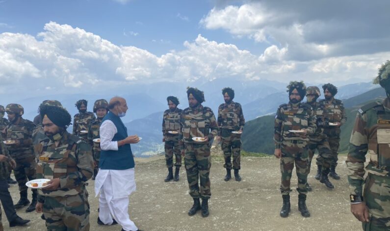 Rajnath Singh visits forward post near LoC in Kupwara District in Kashmir, reviews security situation