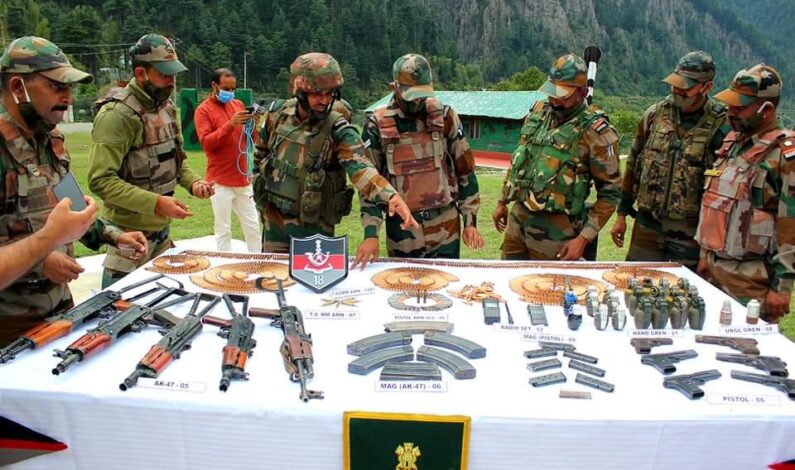 5 AK-47 rifles, 6 pistols along with large ammunition recovered along LoC in Bla: Army