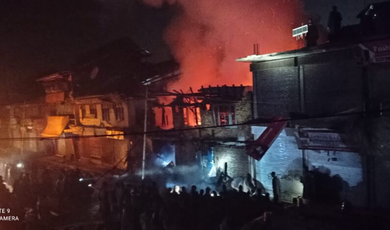 Major Nocturnal Blaze Breaks Out in Old-Chowk Kupwara, Several Shops Damaged