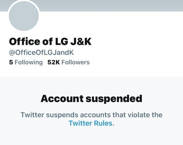 Twitter Suspends Official Handle of LG Manoj Sinha Twitter Suspends Official Handle of LG Manoj Sinha