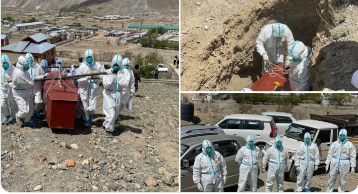 Muslim volunteers bury a Christian who died of Covid-19 in Kargil