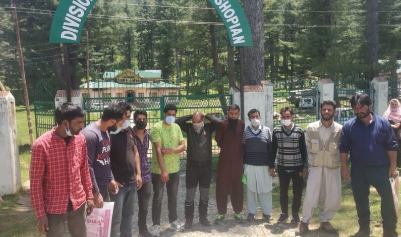 Temporary employees stage protest against DFO Shopian Temporary employees stage protest against DFO Shopian