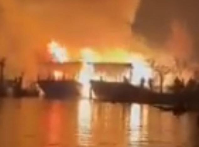 Two House boats Gutted in Dal Lake Fire Mishap Two House boats Gutted in Dal Lake Fire Mishap