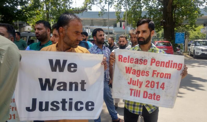Causal laborers from Tourism Department stage protest, seeking pending wages Causal laborers from Tourism Department stage protest, seeking pending wages