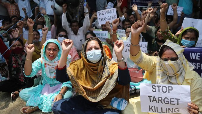 Shopian Killing: KP employees, members protest in Jammu, demand relocation